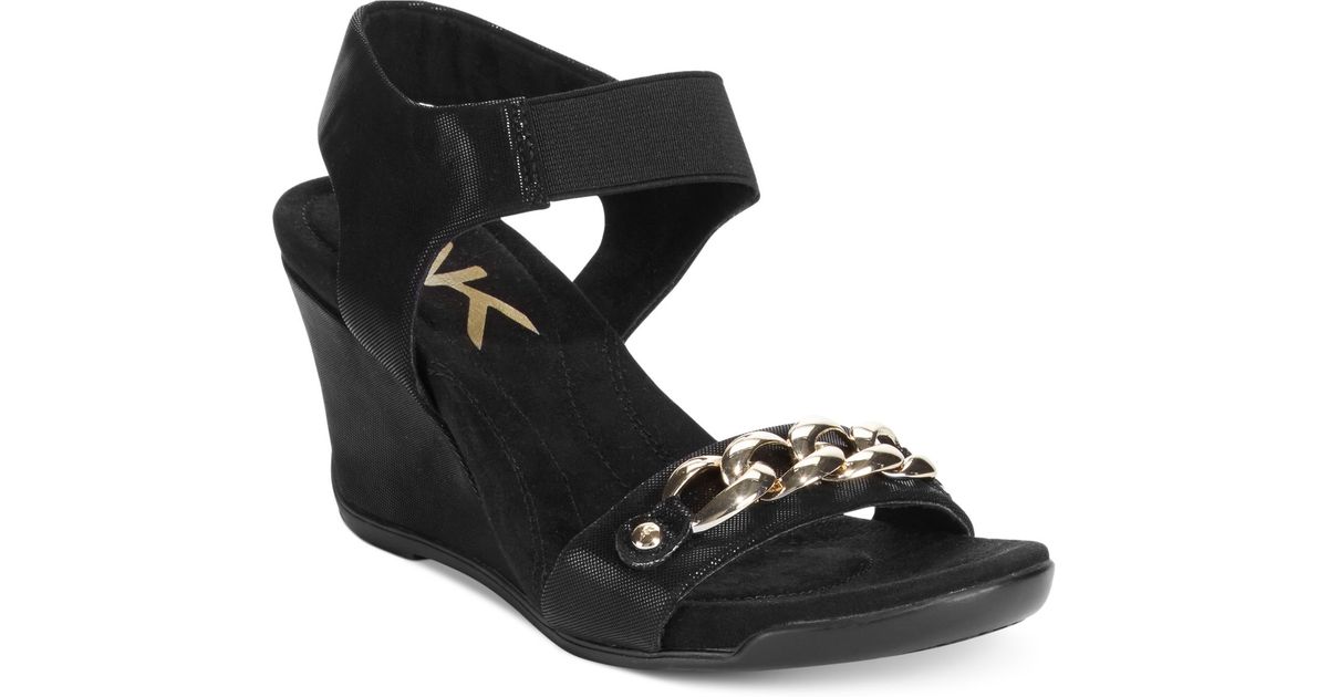 Lyst Anne Klein Ak Lacyann Sport Wedge Sandals in Black