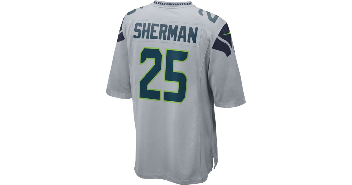 Nike Men\u0026#39;s Richard Sherman Seattle Seahawks Game Jersey in Gray ...  