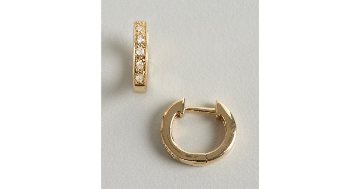 Lyst Sydney Evan Gold And Diamond Huggy Small Hoop Earrings In Lyst Sydney Evan Gold And Diamond Huggy Small Hoop Earrings In Metallic