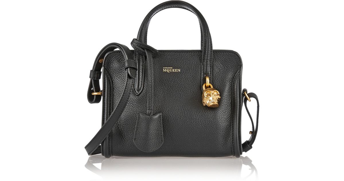 Alexander Mcqueen Black Padlock Mini Textured Leather Shoulder Bag