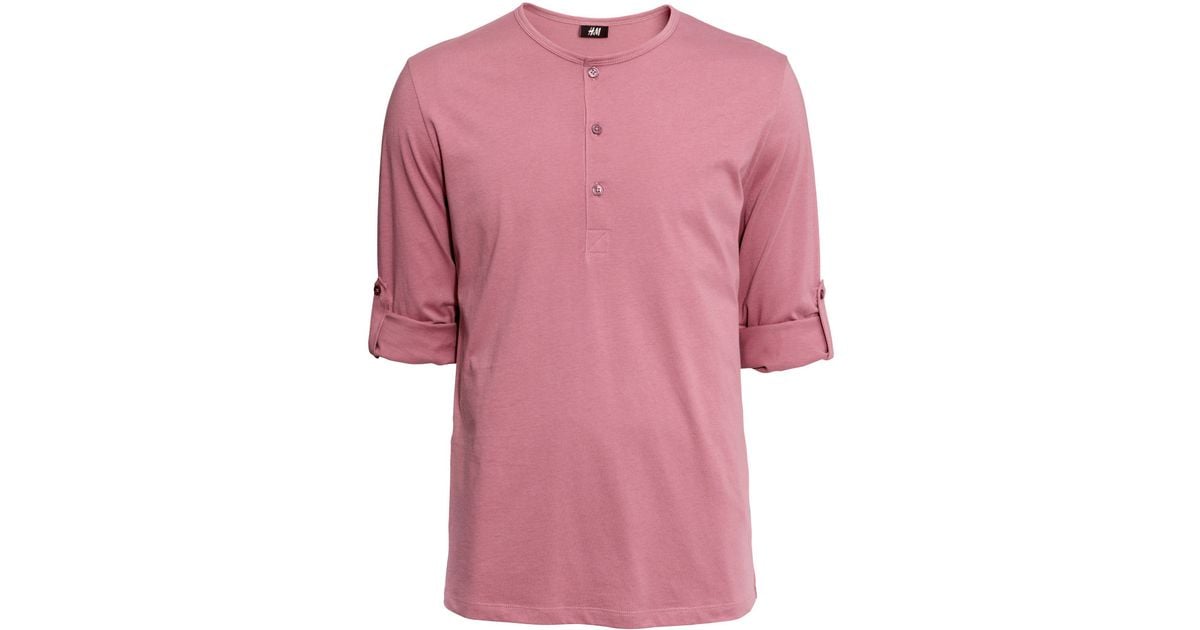 mens pink henley shirt