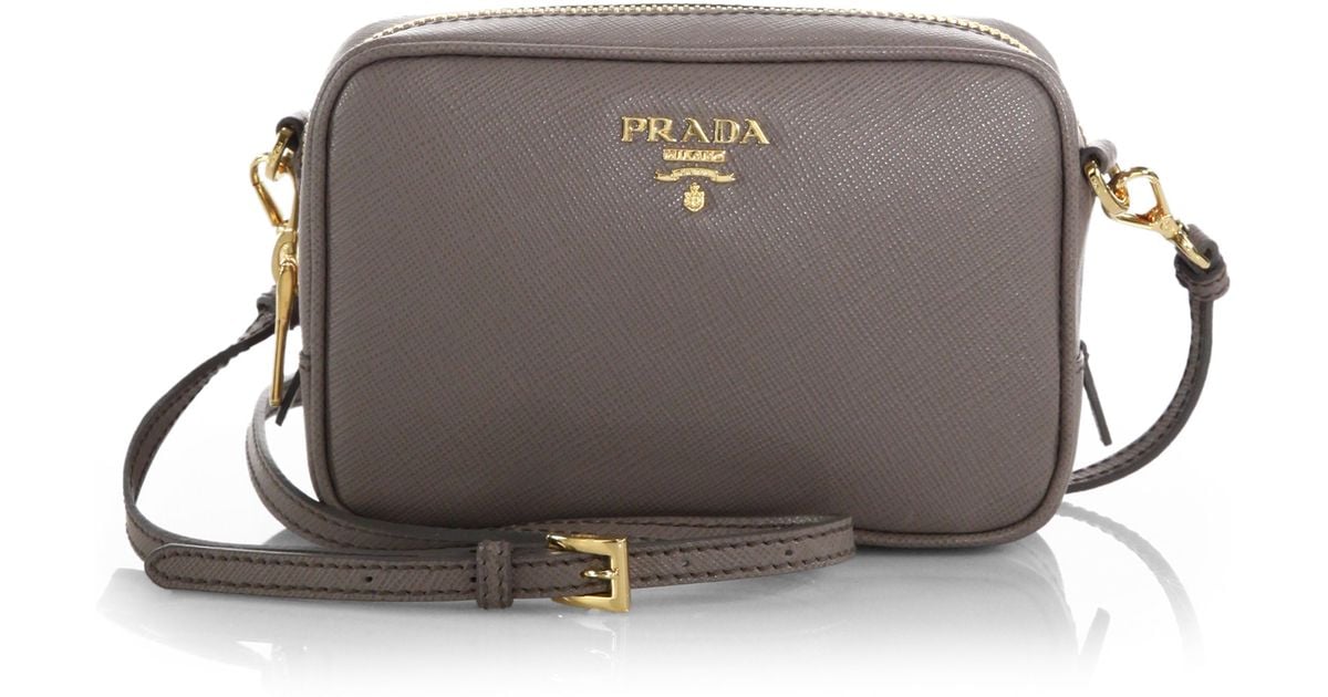 Prada Saffiano Leather Camera Bag in Gray (ARGILLA-GREY) | Lyst  