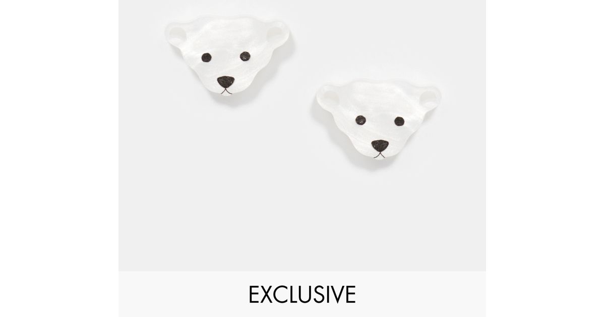Lyst Tatty Devine Polar Bear Earrings In Metallic
