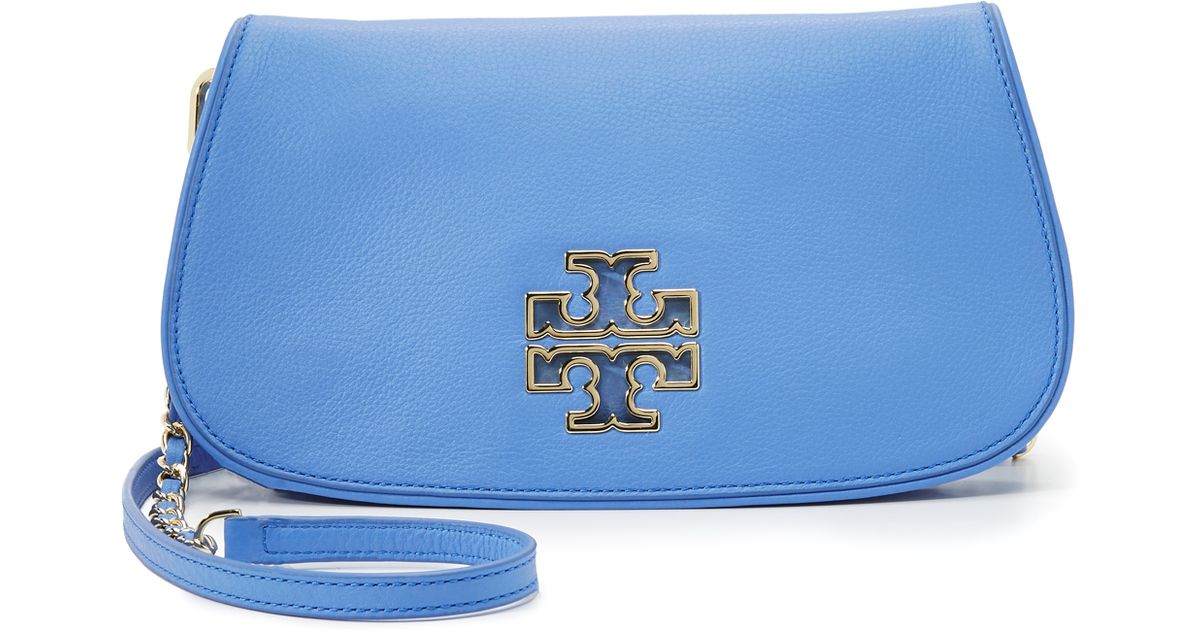 Lyst Tory Burch Britten Clutch In Blue