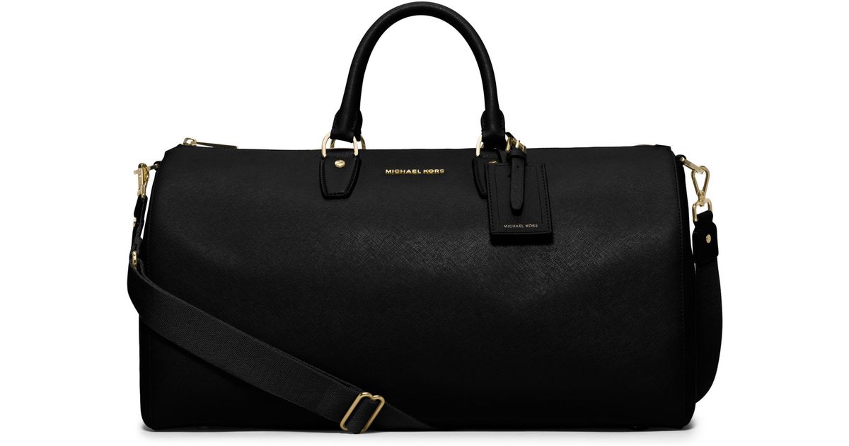 Lyst Michael Kors Jet Set Large Leather Weekender In Black