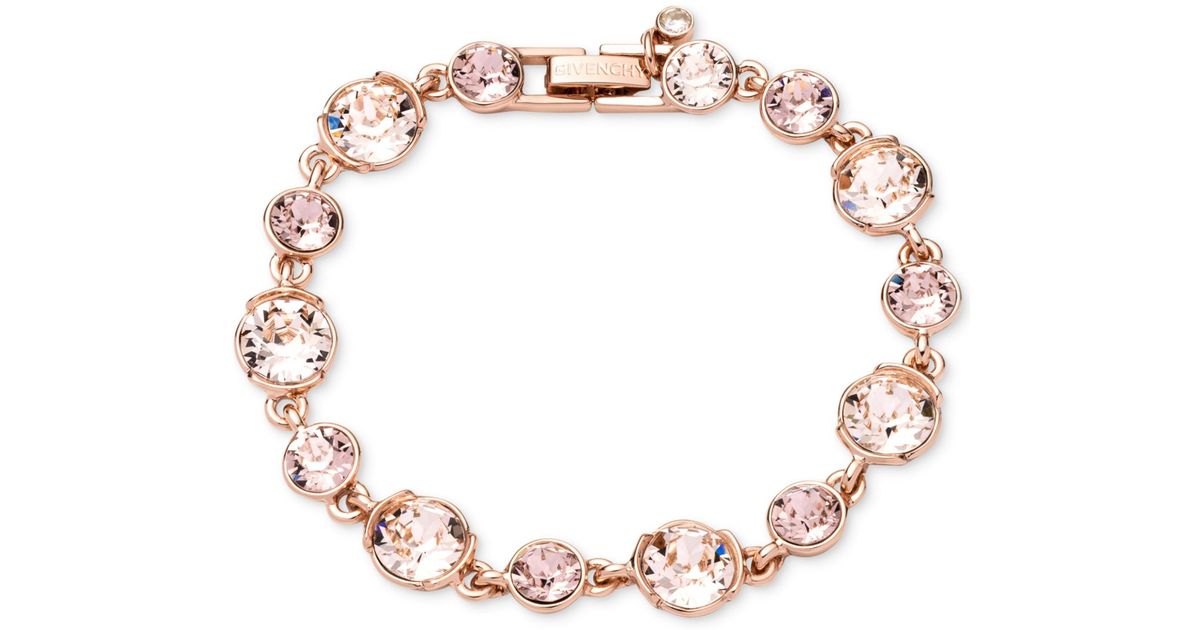 Lyst Givenchy Rose Gold Tone Pink Crystal Flex Bracelet In