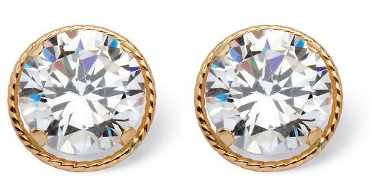 Palmbeach Jewelry 4 Tcw Round Martini Set Cubic Zirconia Stud Palmbeach Jewelry 4 Tcw Round Martini Set Cubic Zirconia Stud Earrings In 14k Gold Metallic Lyst