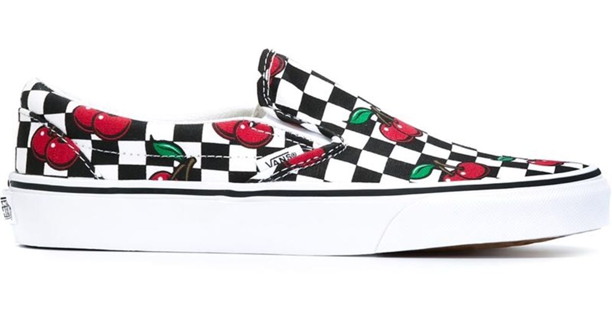 Lyst - Vans Cherry Print Slip-on Sneakers in Black