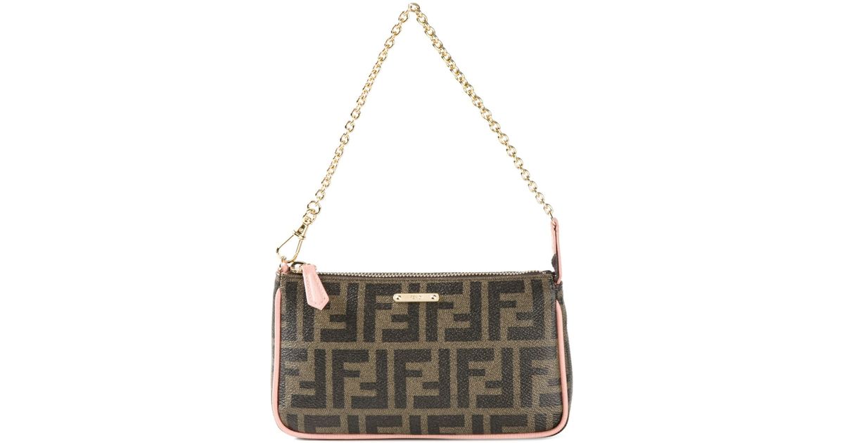 Fendi Brown Ff Small Leather Shoulder Bag
