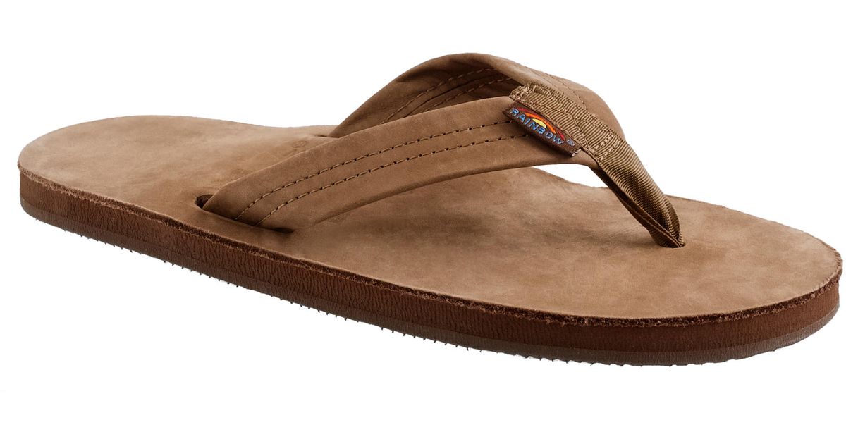 Jcrew Rainbow Leather Flip Flops In Brown For Men Lyst 