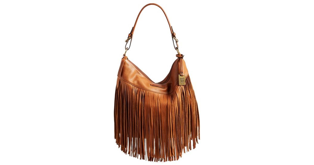 Lyst Frye Heidi Fringe Hobo Bag In Brown
