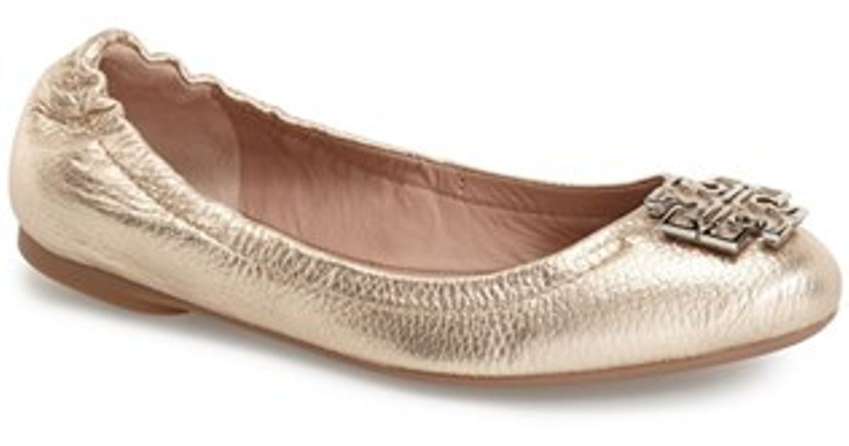 burch melinda ballet flat in gold platinum leather burch melinda ballet flat in gold platinum leather