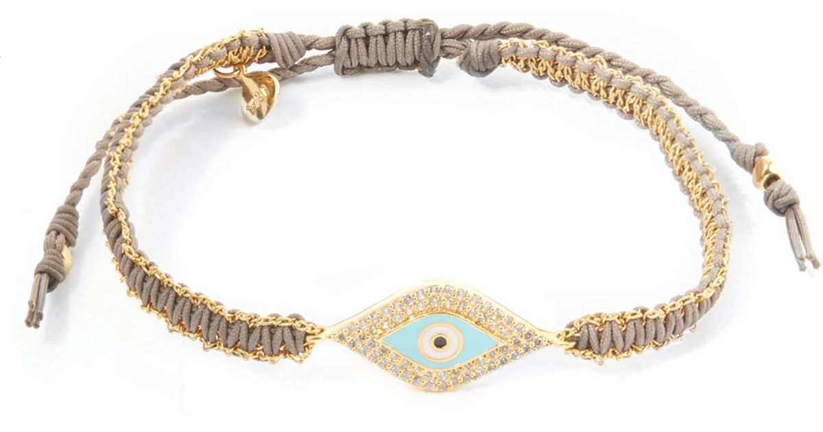Lyst Tai Small Blue And Gold Evil Eye Bracelet In Metallic