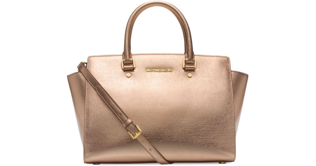 Lyst Michael Kors Selma Large East West Satchel In Metallic