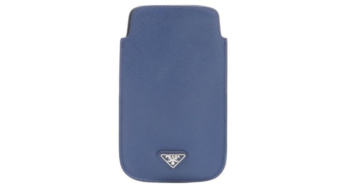 Prada Blue Saffiano Leather Padded Iphone Case in Blue for Men | Lyst  