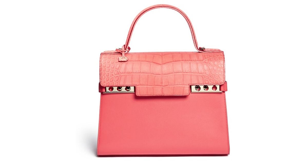 Delvaux \u0026#39;\u0026#39;tempte\u0026#39; Alligator Leather Flap Bag in Pink | Lyst