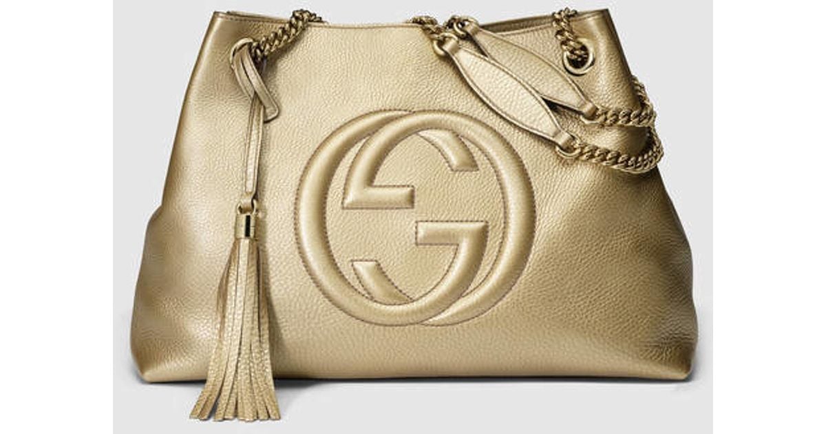 Lyst Gucci Soho Metallic Leather Shoulder Bag In