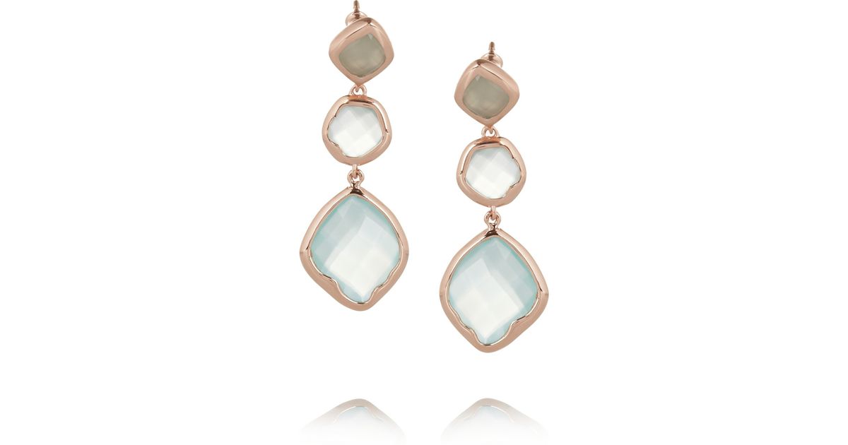 Lyst Monica Vinader Riva Rose Goldplated Chalcedony Earrings In Blue