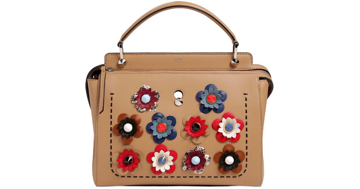 Lyst Fendi Flower Liqués Leather Bag In Natural