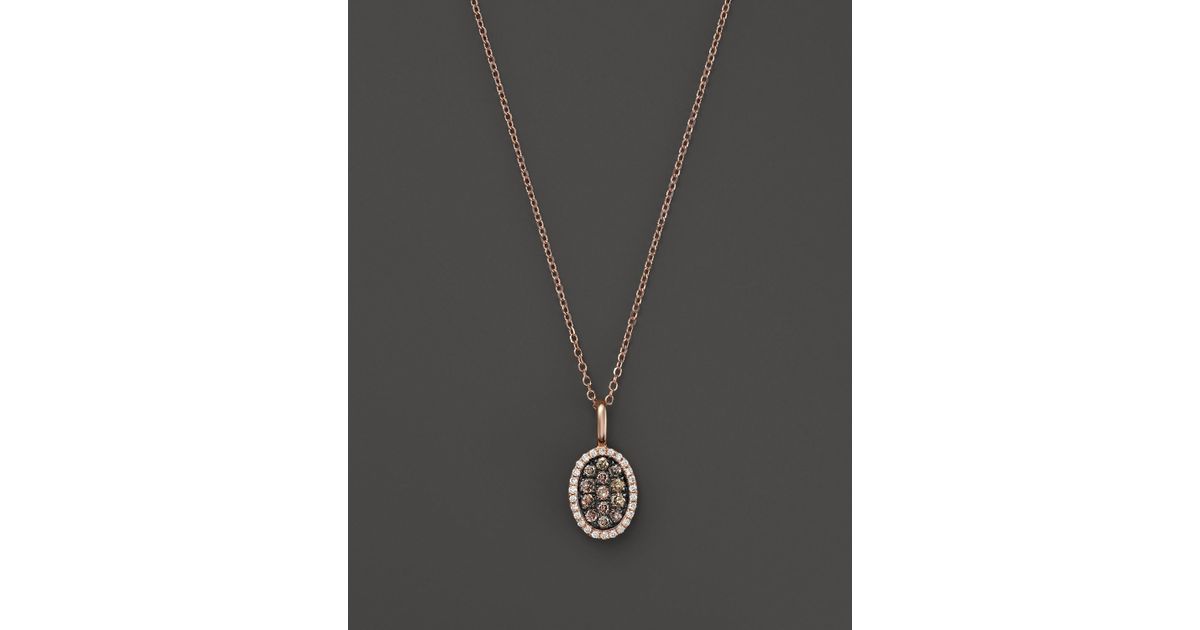 Lyst Kc Designs Champagne And White Diamond Mini Oval Pendant Lyst Kc Designs Champagne And White Diamond Mini Oval Pendant Necklace In 14k Rose Gold 16 Pink