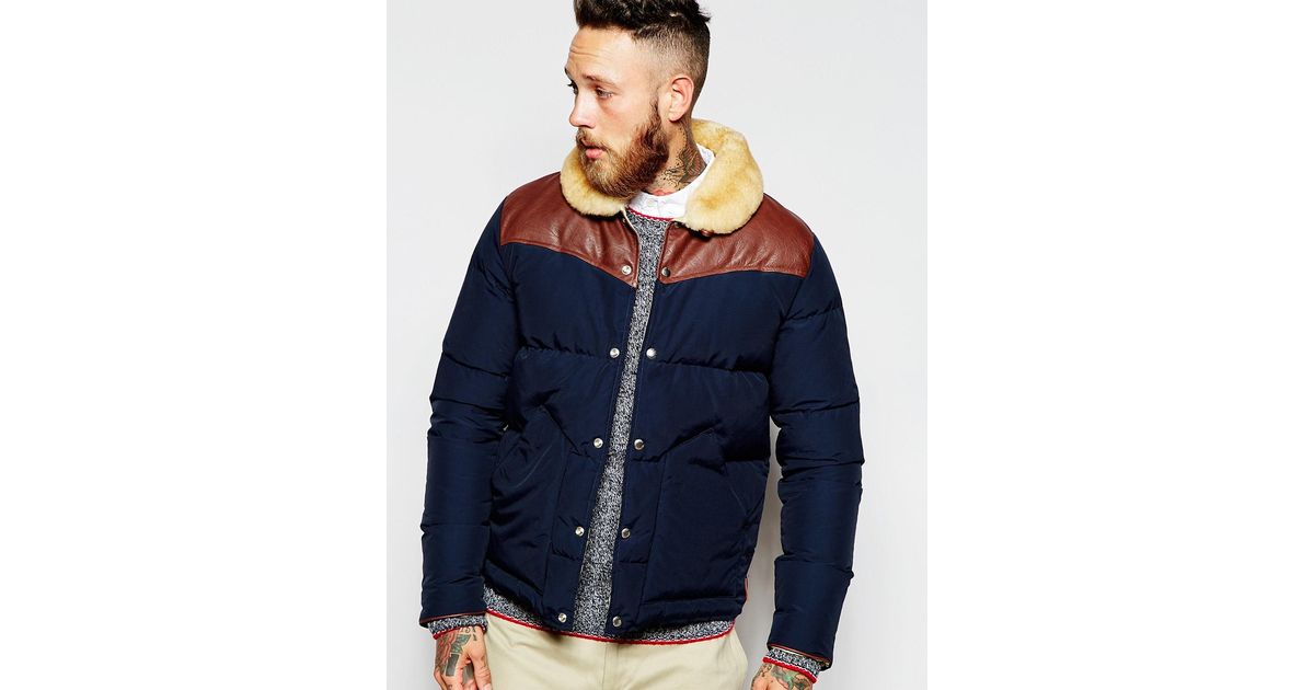 Lyst - Penfield Shower Proof Rockwool Down Fill Jacket With Leather ...