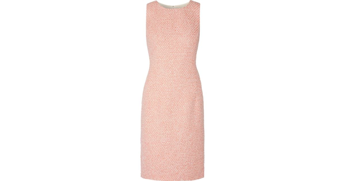Lyst Oscar De La Renta Metallic Boucle Tweed Dress In Pink