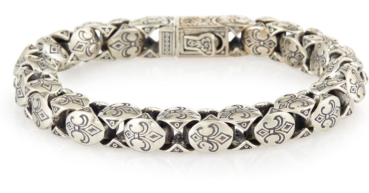 Konstantino Minos Men S Fleur De Lis Large Link Bracelet In Metallic Konstantino Minos Men S Fleur De Lis Large Link Bracelet In Metallic For Lyst