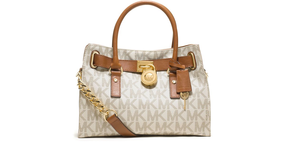 Lyst Michael Kors Hamilton Logo Satchel Bag In Brown