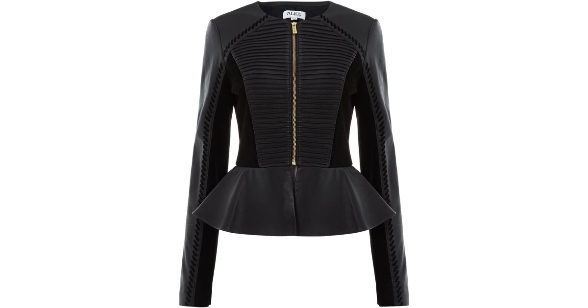 Alice By Temperley Giovanni Collarless Leather Jacket In Black Lyst