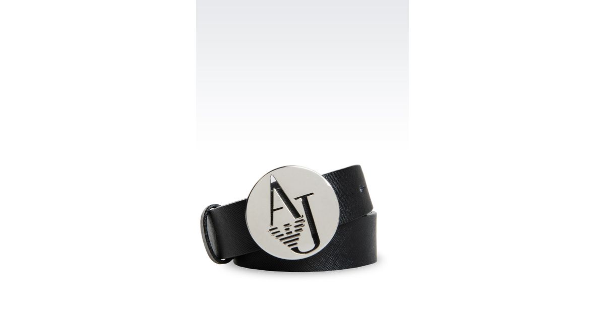 Armani jeans Belt In Saffiano Calfskin in Black Lyst