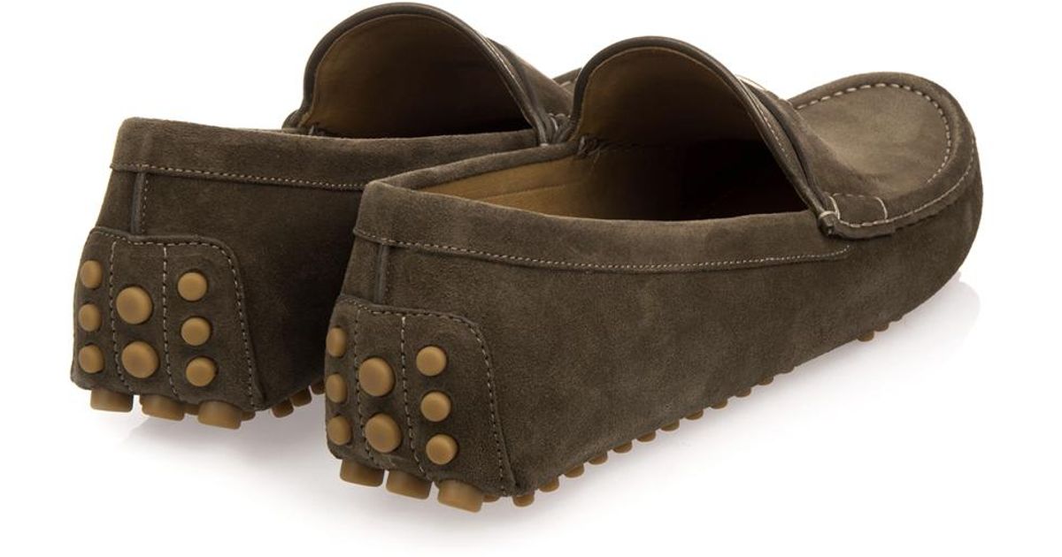 Gucci Suede Driving Shoes in Brown for Men Lyst