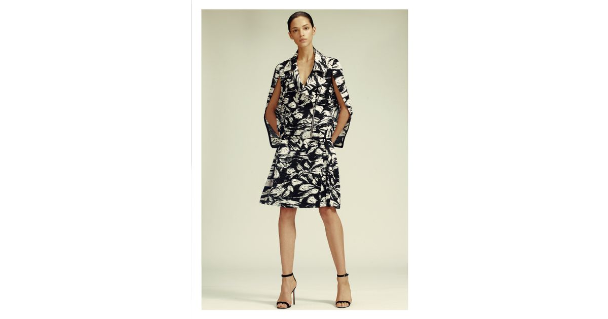 Yigal Azrouël Abstract Fl Cape Jacket In Black Lyst