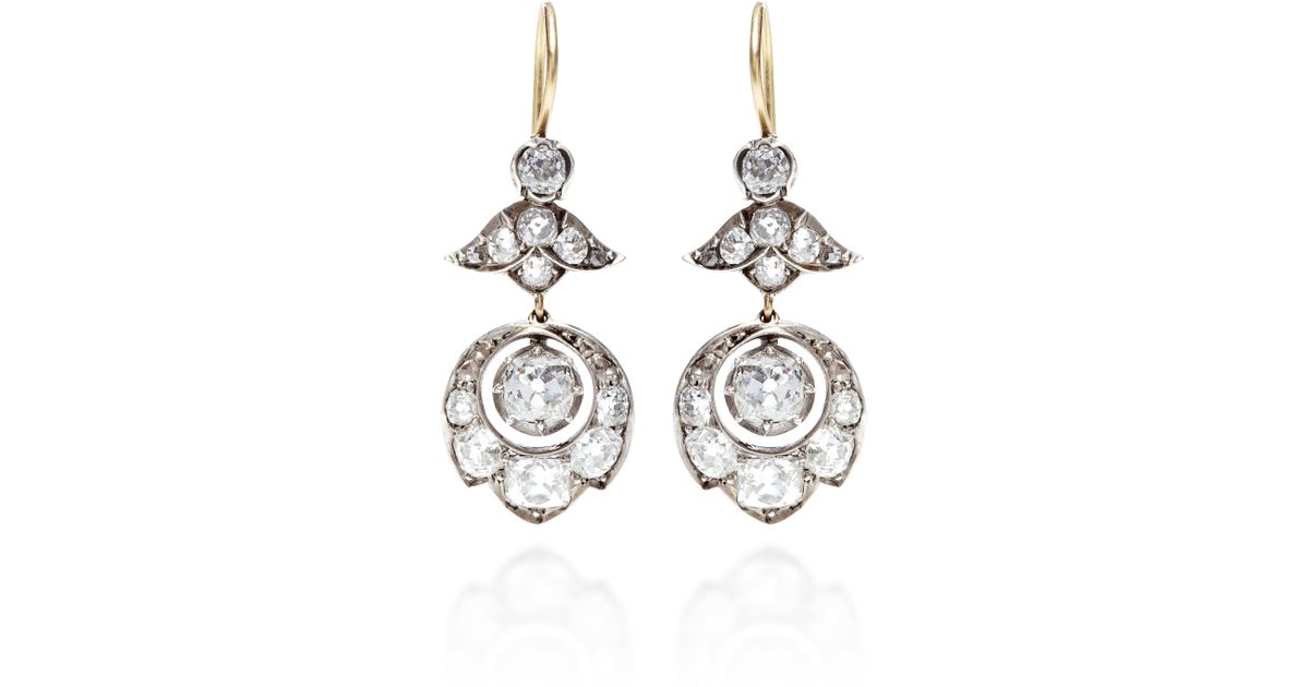 Lyst Doyle Antique Diamond Drop Earrings In Metallic