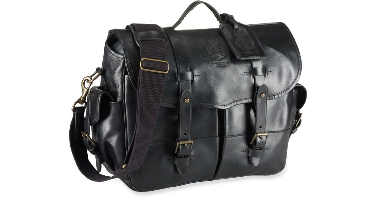 Polo Ralph Lauren Black Leather Messenger Bag For Men Polo Ralph Lauren Black Leather Messenger Bag For Men