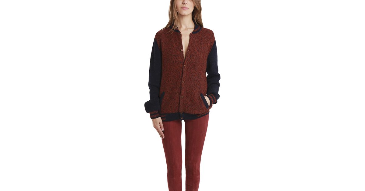 Monsieur lacenaire Knitted Varsity Jacket in Brown Lyst