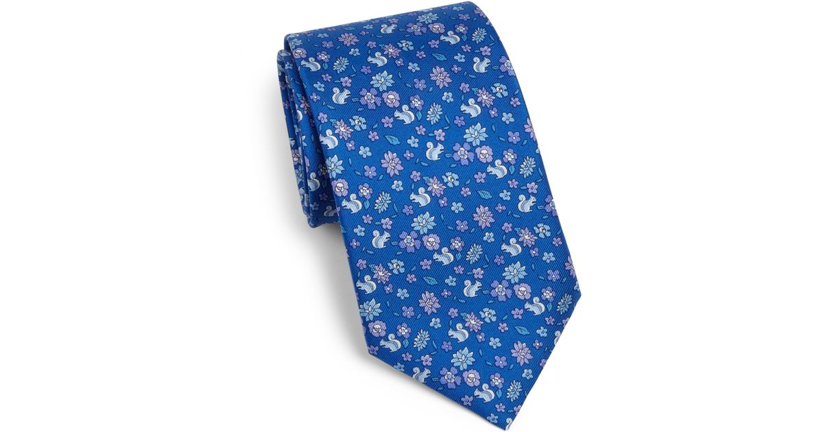 lyst ferragamo ramage squirrel print silk tie in blue lyst ferragamo ramage squirrel print silk tie in blue