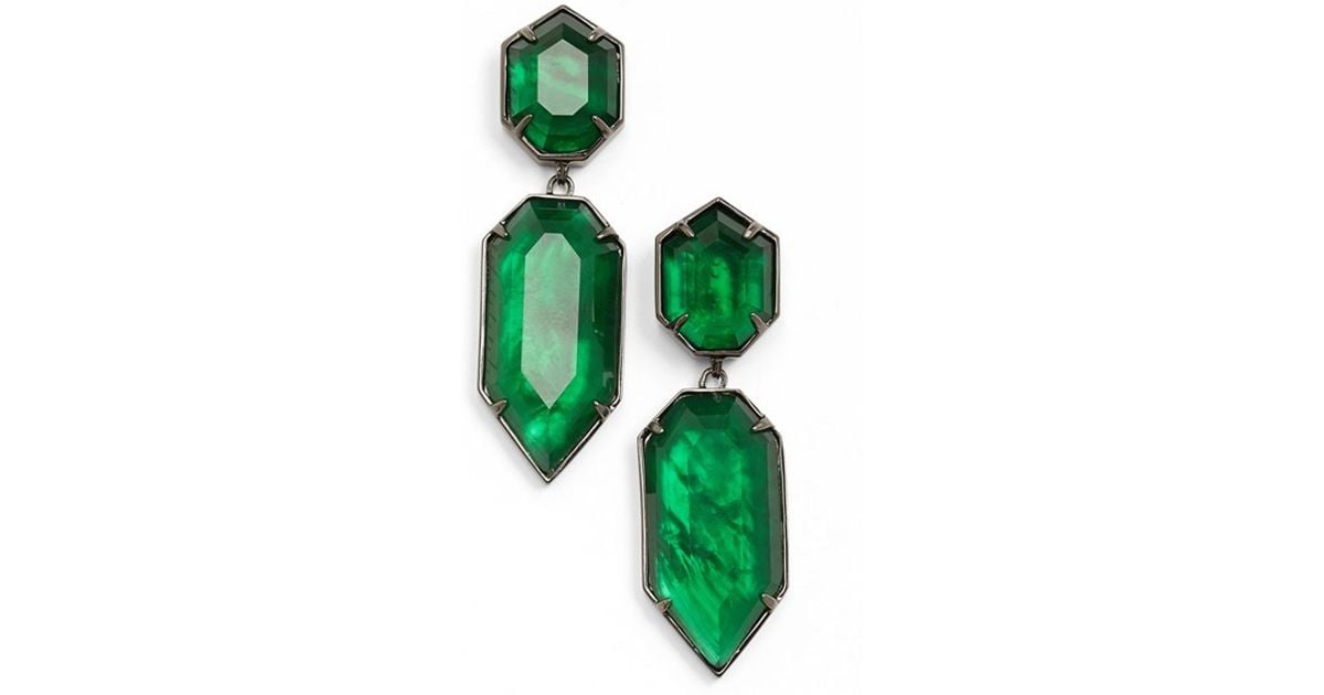 Lyst Kendra Scott Perla Drop Earrings Gunmetal Emerald Gl Lyst Kendra Scott Perla Drop Earrings Gunmetal Emerald Gl In Green