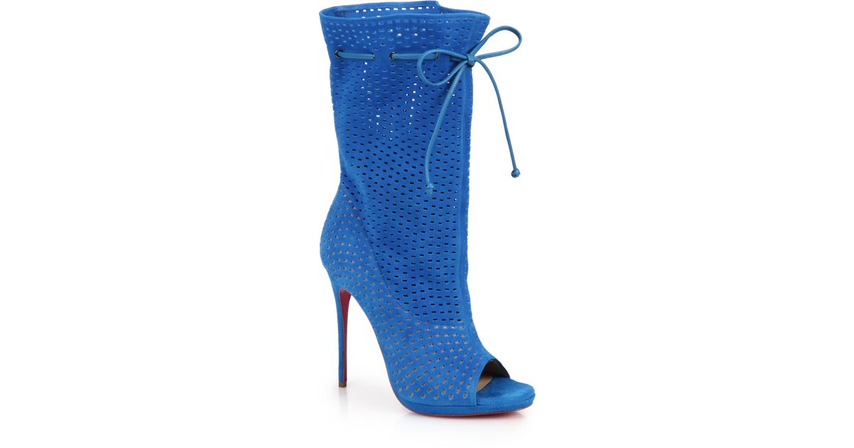 christian louboutin Jennifer ankle boots Black perforated leather ...