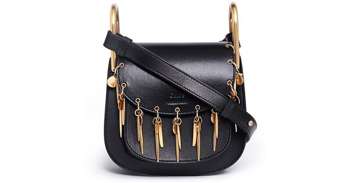 Chlo Hudson Mini Charm Leather Shoulder Bag in Black | Lyst