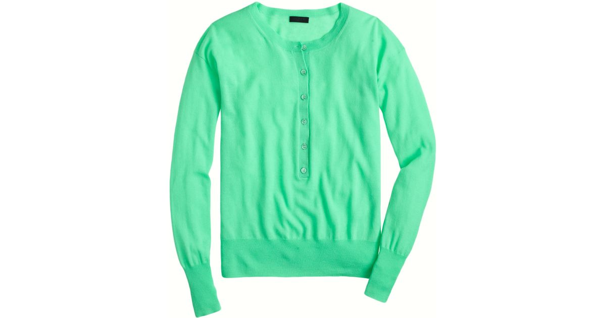 Lyst J.Crew Collection Featherweight Cashmere Henley in Green