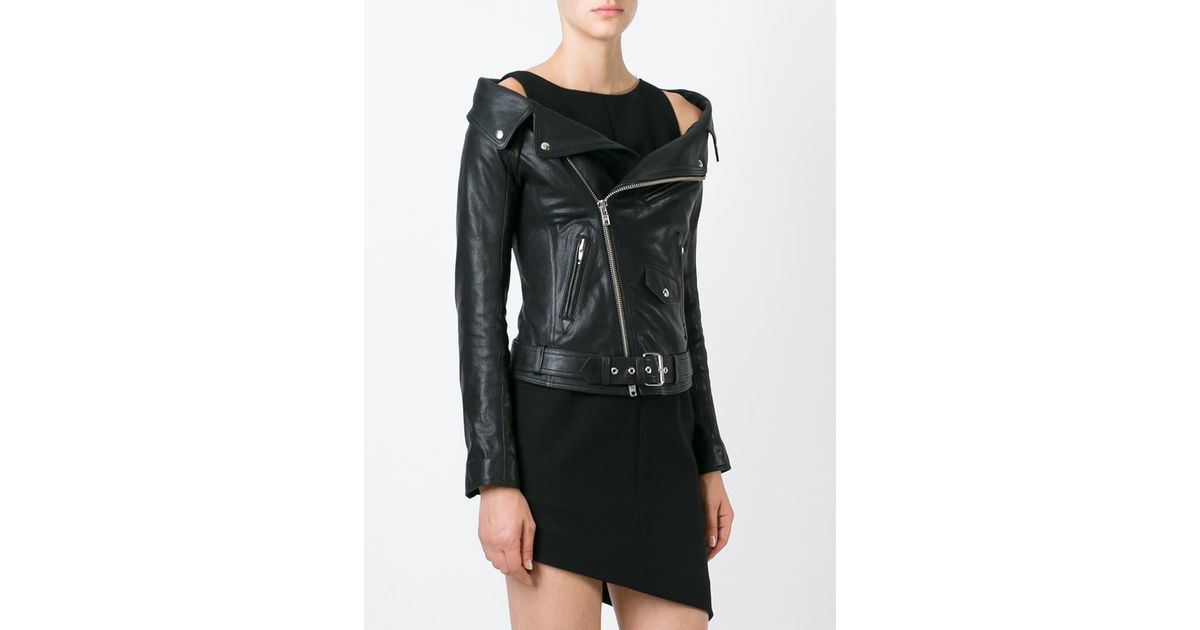 Faith Connexion Open Shoulder Biker Jacket In Black Lyst