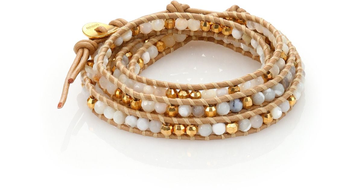 Lyst Chan Luu Mother Of Pearl White Opal Leather Beaded Multi Lyst Chan Luu Mother Of Pearl White Opal Leather Beaded Multi Row Wrap Bracelet In Metallic