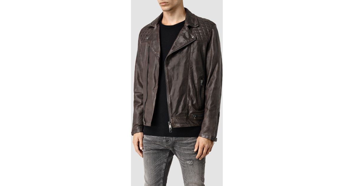Lyst Allsaints Conroy Leather Biker Jacket Usa In Black For Men