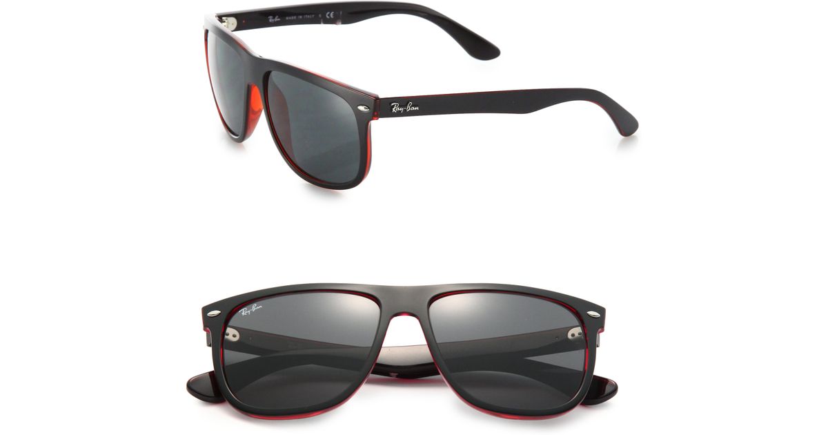 Ray-ban Flat-top Boyfriend Sunglasses in Red for Men | Lyst