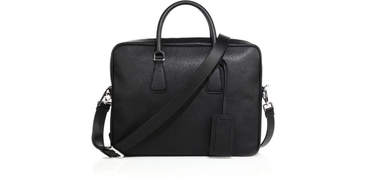 Prada Borsa Da Lavoro Leather Briefcase in Black for Men | Lyst  