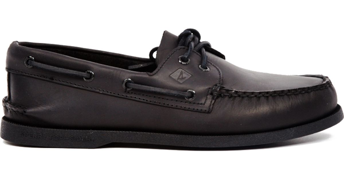 Sperry top-sider All Black Leather Boat Shoe in Black for Men | Lyst