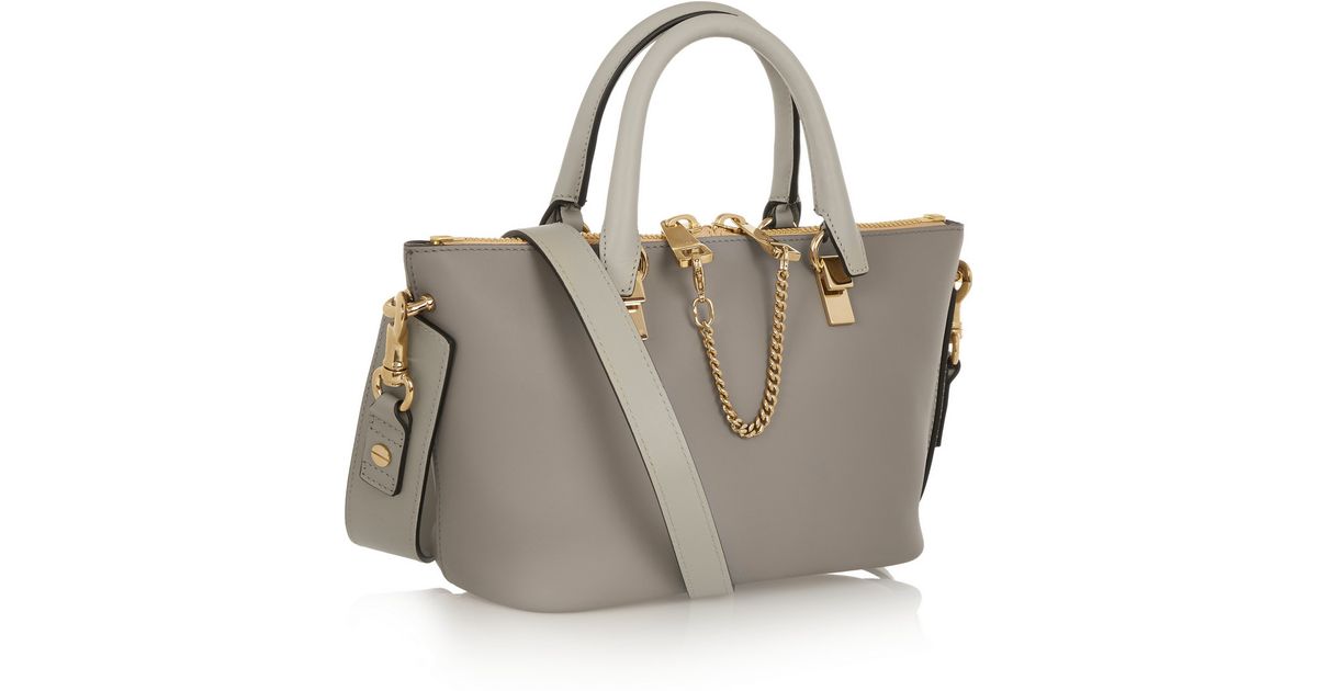 Chlo Baylee Mini Leather Tote in Gray | Lyst  