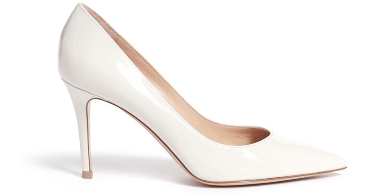 Gianvito Rossi 85 Patent Leather Pumps In White Lyst
