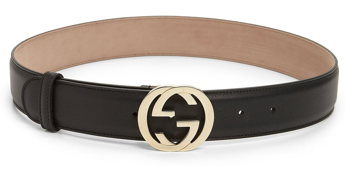 Gucci Interlocking G Leather Belt in Black for Men | Lyst