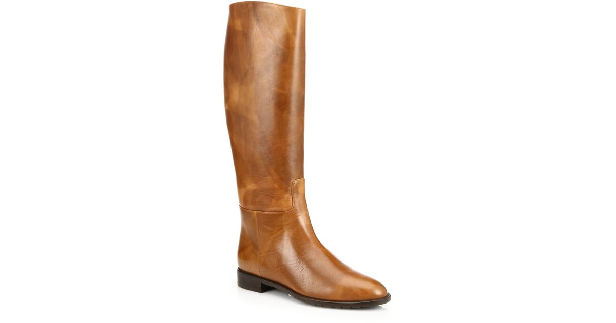 Lyst Stuart Weitzman Equine Leather KneeHigh Boots in Brown
